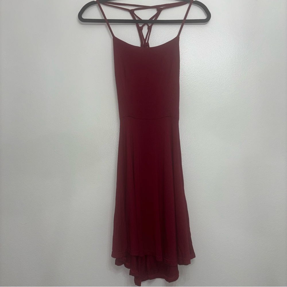 Elegant Burgundy Spaghetti Strap Dress